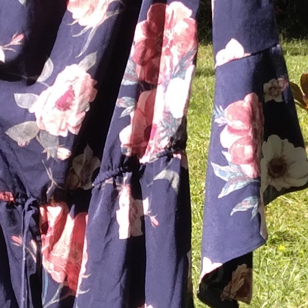 E&M Off Shoulder Drawstring Ruffle Floral Romper - Picture 10 of 10